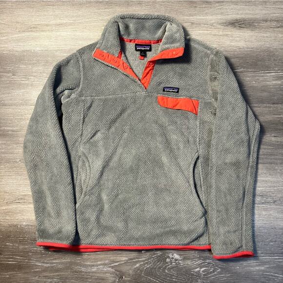 Patagonia Gray & Coral Re-tool Fleece Pullover - Picture 1 of 7